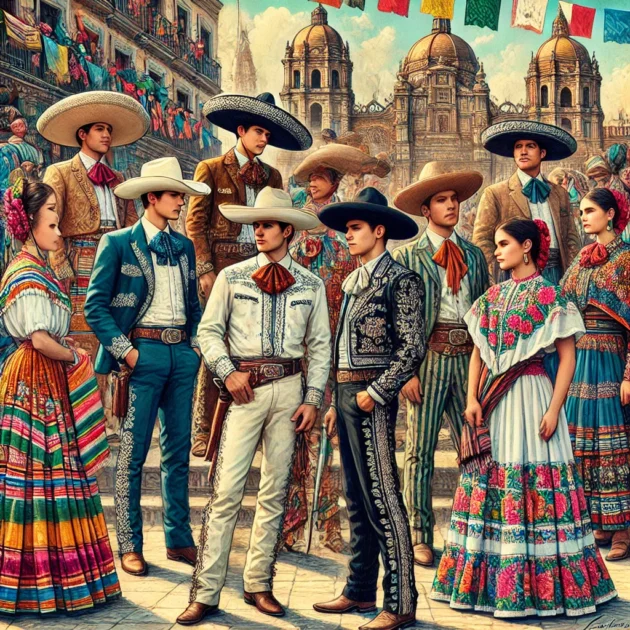 traditional men and women's fashion in Mexico